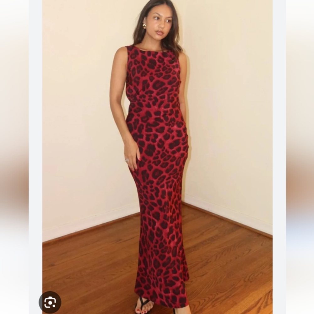 The Latest Scoop Red Leopard Maxi Dress
